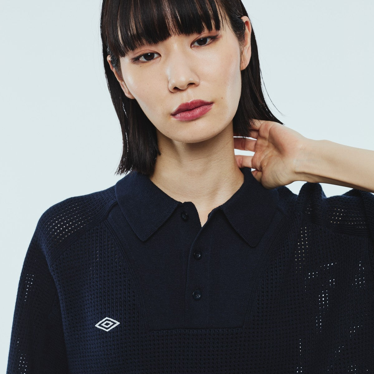UMBRO HOUSE Mesh Knit Game Shirt アンブロハウス メッシュニットゲームシャツ UMHO2601-KN01【レディース ニットシャツ メッシュ素材 通気性 26SS】