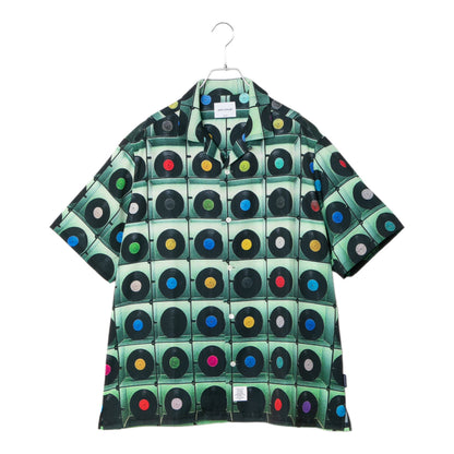 APPLEBUM “Vinyl Wall” Aloha Shirt アップルバム ”ビニールウォール”アロハシャツ 2610210【メンズ レコード柄 総柄アロハ ミュージックモチーフ グリーンベース 26SS】