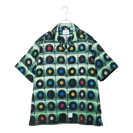 APPLEBUM “Vinyl Wall” Aloha Shirt アップルバム ”ビニールウォール”アロハシャツ 2610210【メンズ レコード柄 総柄アロハ ミュージックモチーフ グリーンベース 26SS】