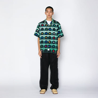 APPLEBUM “Vinyl Wall” Aloha Shirt アップルバム ”ビニールウォール”アロハシャツ 2610210【メンズ レコード柄 総柄アロハ ミュージックモチーフ グリーンベース 26SS】
