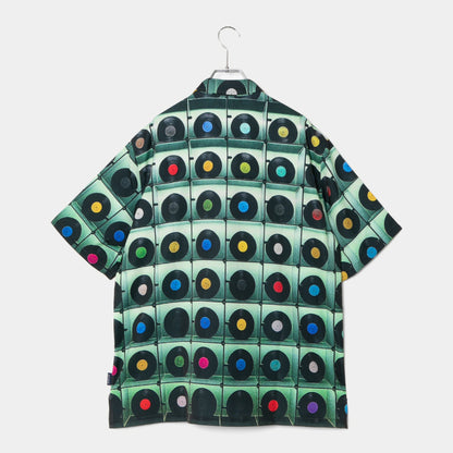 APPLEBUM “Vinyl Wall” Aloha Shirt アップルバム ”ビニールウォール”アロハシャツ 2610210【メンズ レコード柄 総柄アロハ ミュージックモチーフ グリーンベース 26SS】