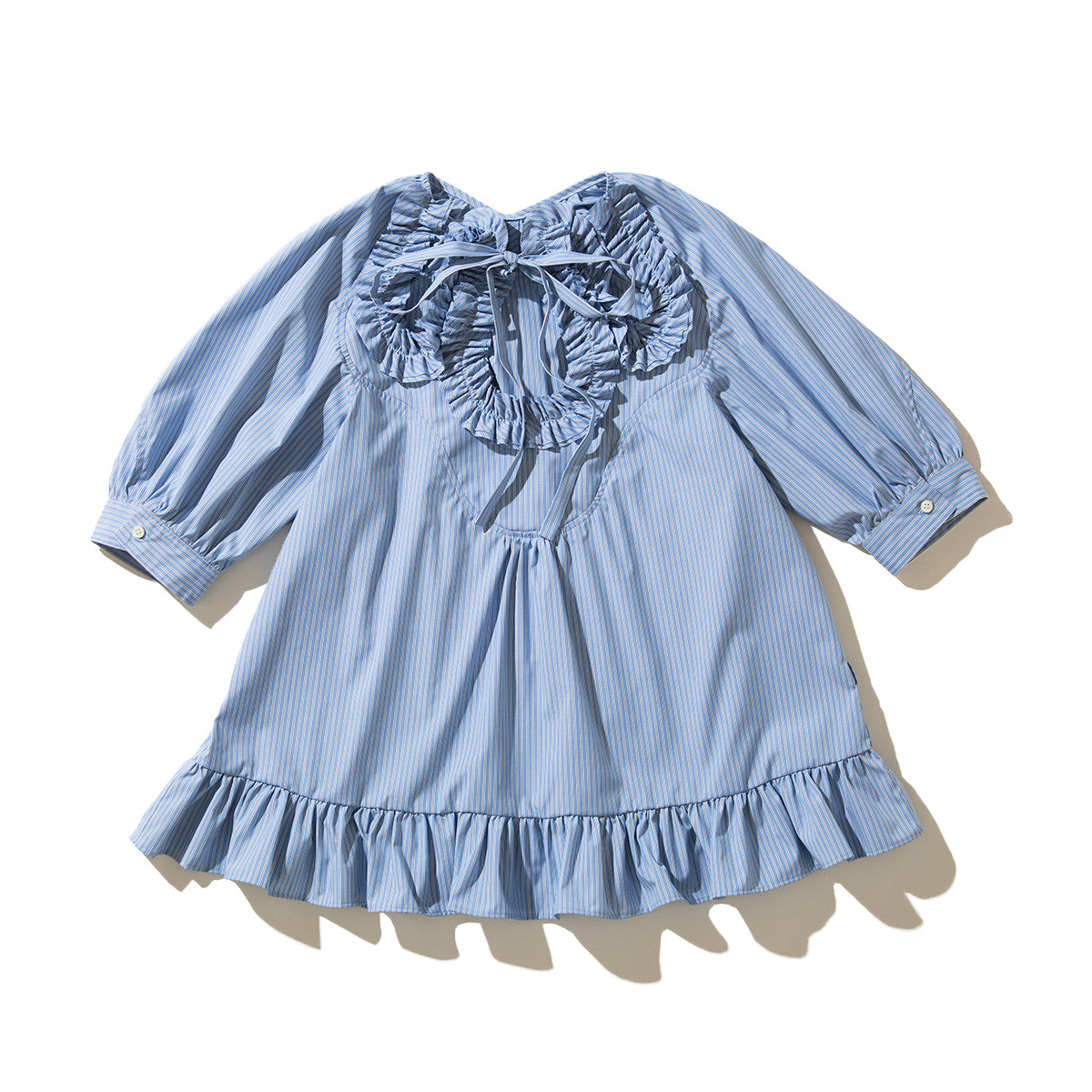 naokitomizuka Frilled design blouse ナオキトミヅカ フリルド デザイン ブラウス GRNTB019【レディース ストライプ フリル ブラウス 26SS】