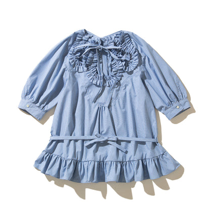 naokitomizuka Frilled design blouse ナオキトミヅカ フリルド デザイン ブラウス GRNTB019【レディース ストライプ フリル ブラウス 26SS】