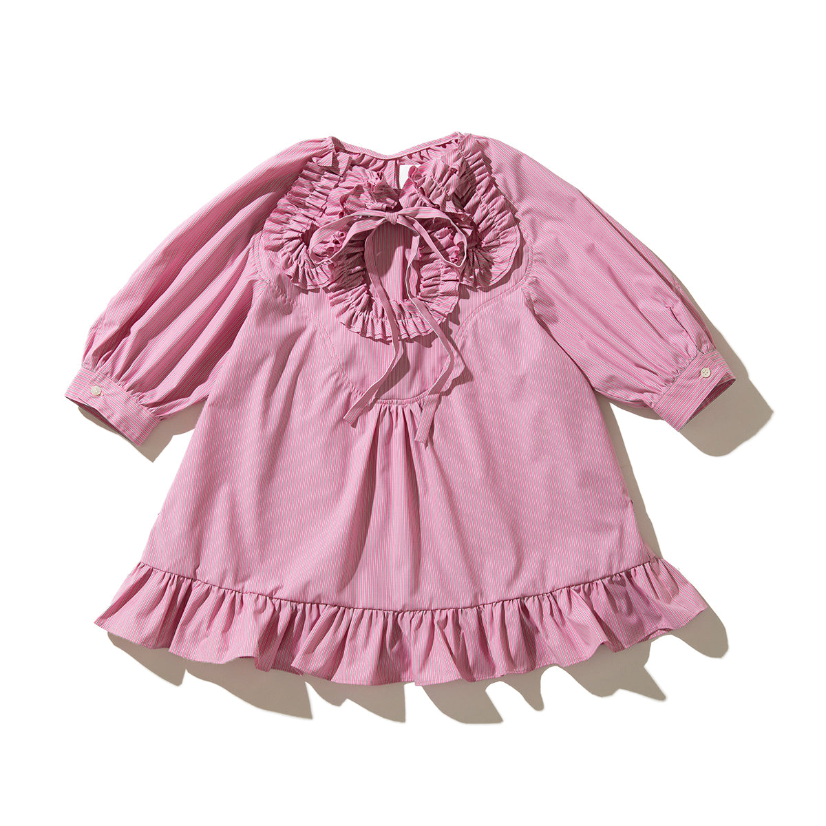 naokitomizuka Frilled design blouse ナオキトミヅカ フリルド デザイン ブラウス GRNTB019【レディース ストライプ フリル ブラウス 26SS】