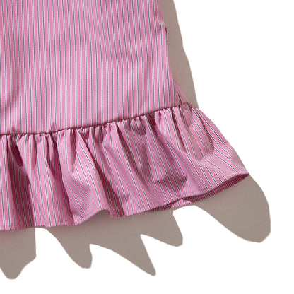 naokitomizuka Frilled design blouse ナオキトミヅカ フリルド デザイン ブラウス GRNTB019【レディース ストライプ フリル ブラウス 26SS】