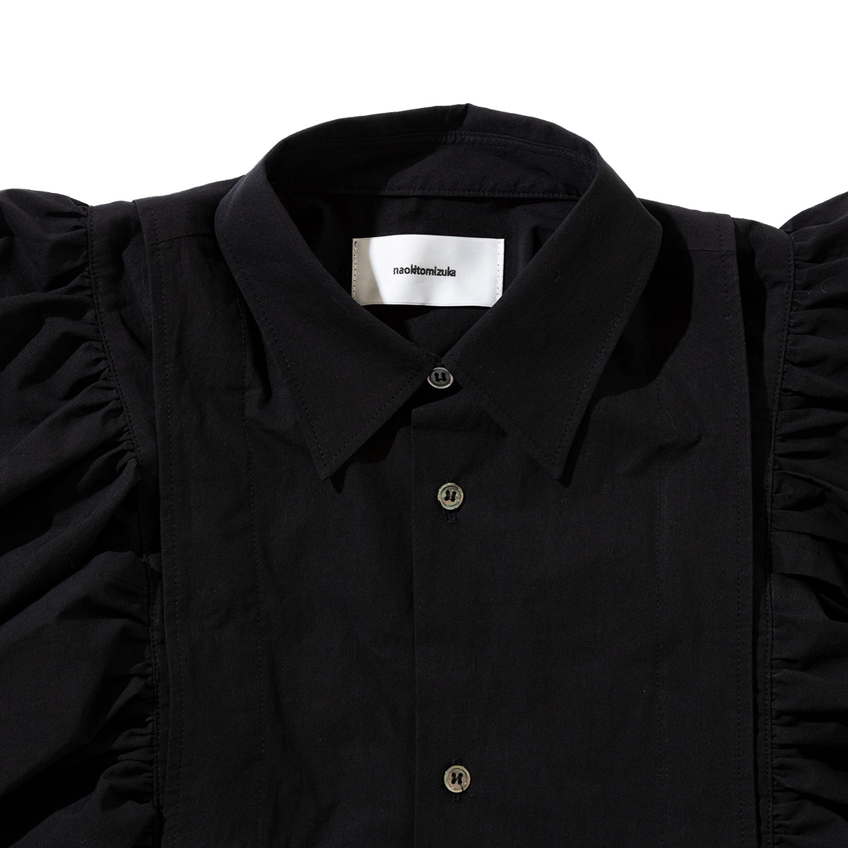 naokitomizuka Shirt collor frilled gilet ナオキトミヅカ シャツ カラー フリルド ジレ GRNTB025【レディース コットン100% フリル ブラウス 2WAY 26SS】