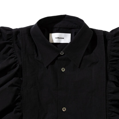 naokitomizuka Shirt collor frilled gilet ナオキトミヅカ シャツ カラー フリルド ジレ GRNTB025【レディース コットン100% フリル ブラウス 2WAY 26SS】