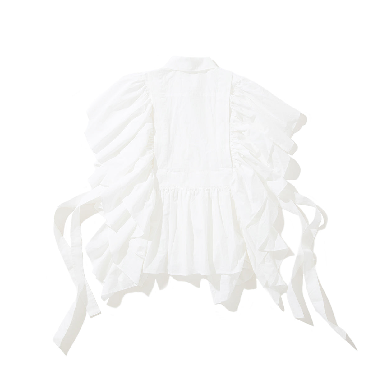 naokitomizuka Shirt collor frilled gilet ナオキトミヅカ シャツ カラー フリルド ジレ GRNTB025【レディース コットン100% フリル ブラウス 2WAY 26SS】