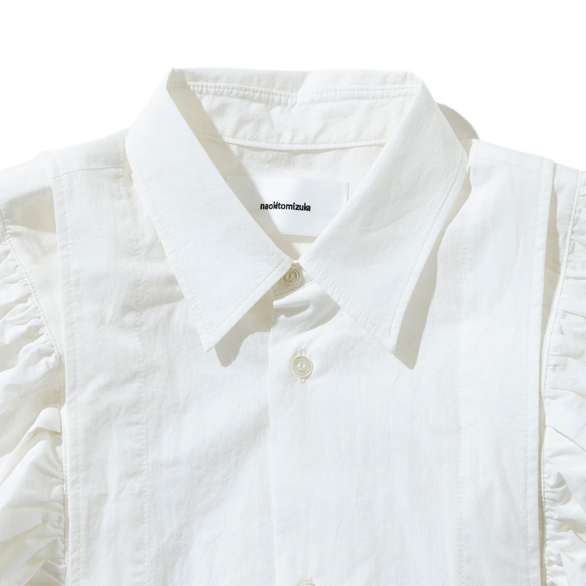 naokitomizuka Shirt collor frilled gilet ナオキトミヅカ シャツ カラー フリルド ジレ GRNTB025【レディース コットン100% フリル ブラウス 2WAY 26SS】