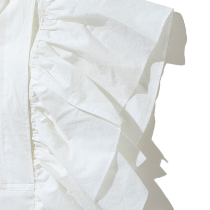 naokitomizuka Shirt collor frilled gilet ナオキトミヅカ シャツ カラー フリルド ジレ GRNTB025【レディース コットン100% フリル ブラウス 2WAY 26SS】