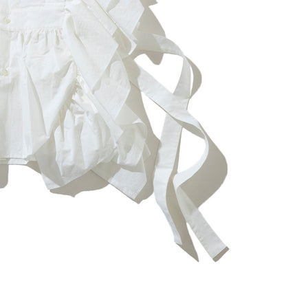 naokitomizuka Shirt collor frilled gilet ナオキトミヅカ シャツ カラー フリルド ジレ GRNTB025【レディース コットン100% フリル ブラウス 2WAY 26SS】