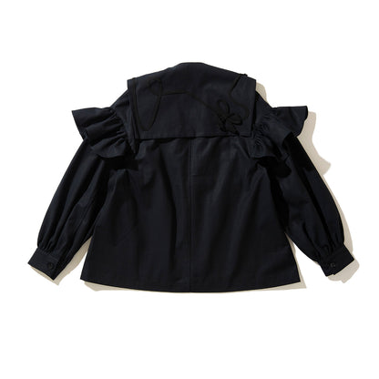 naokitomizuka embroidery Sailor collar jacket ナオキトミヅカ エンブロイダリー セーラーカラー ジャケット GRNTJ009【レディース コットン素材 シャツジャケット フリル 26SS】