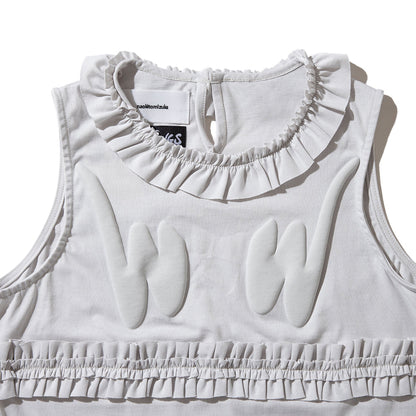 naokitomizuka WILD THINGS frilled tank top ナオキトミヅカ ワイルドシングス フリルド タンクトップ GRNTT026【レディース コラボ フリル 発泡プリント 26SS】