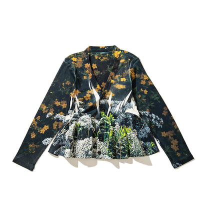 NON TOKYO DIRECT PRINT RIB GATHER CARDIGAN ノントーキョー ダイレクト プリント リブ ギャザー カーディガン NON-26S-0205【レディース カーディガン フレアシルエット ポリエステル素材 26SS】