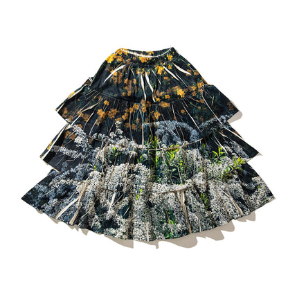 NON TOKYO DIRECT PRINT RIB GATHER LONG SKIRT ノントーキョー ダイレクト プリント リブ ギャザー ロング スカート NON-26S-0207【レディース ギャザースカート フリル ポリエステル素材 26SS】