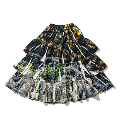 NON TOKYO DIRECT PRINT RIB GATHER LONG SKIRT ノントーキョー ダイレクト プリント リブ ギャザー ロング スカート NON-26S-0207【レディース ギャザースカート フリル ポリエステル素材 26SS】