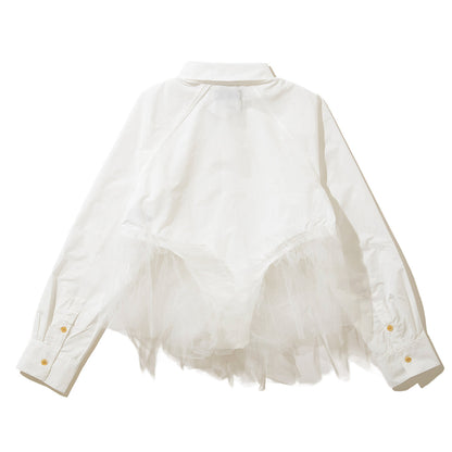 NON TOKYO GATHER TULLE SHIRT ノントーキョー ギャザー チュール シャツ NON-26S-0329【レディース チュール ポリエステル素材 洗濯可能 26SS】