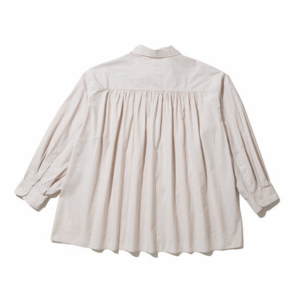 Gymphlex Cotton Multi-Stripe L/S Tunic Shirt ジムフレックス コットン マルチストライプ 長袖チュニックシャツ GY-B0365-PMS【レディース 長袖シャツ リラックスサイズ サイドスリット 26SS】