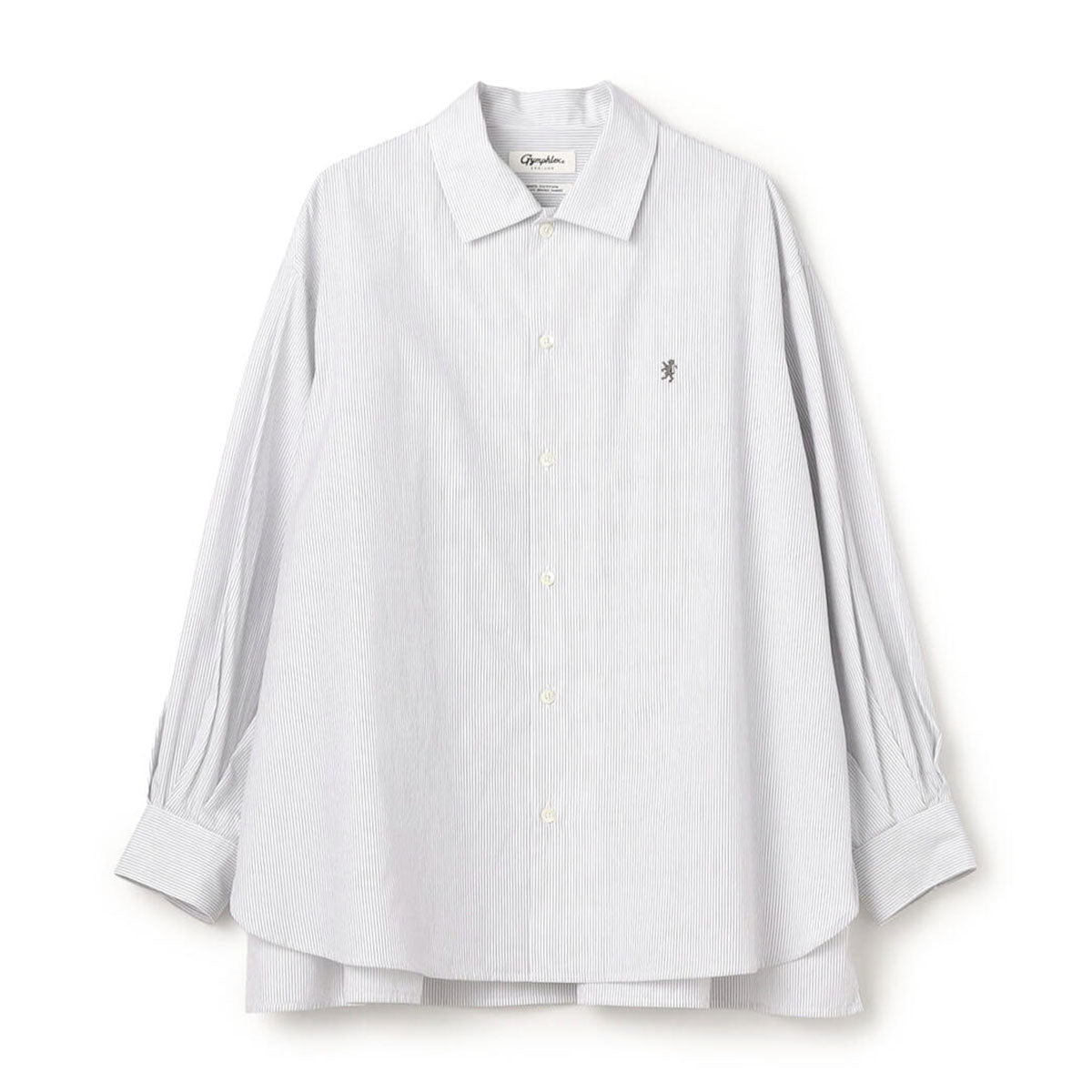 Gymphlex Cotton Stripe L/S Tunic Shirt ジムフレックス コットン ストライプ 長袖チュニックシャツ GY-B0365-PSE【レディース 長袖シャツ リラックスサイズ サイドスリット 26SS】