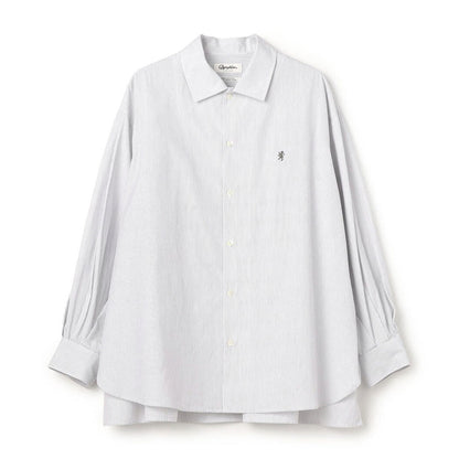 Gymphlex Cotton Stripe L/S Tunic Shirt ジムフレックス コットン ストライプ 長袖チュニックシャツ GY-B0365-PSE【レディース 長袖シャツ リラックスサイズ サイドスリット 26SS】
