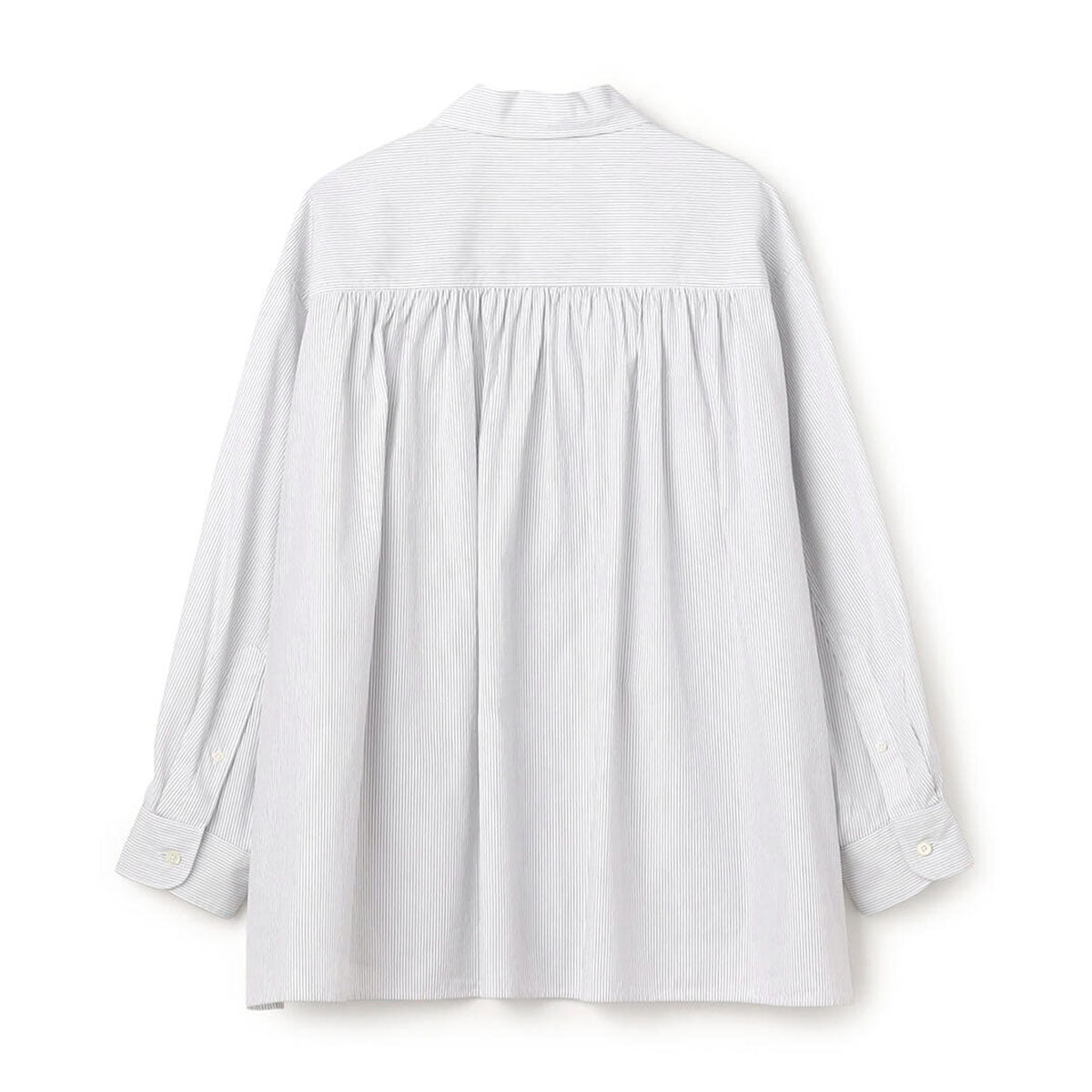Gymphlex Cotton Stripe L/S Tunic Shirt ジムフレックス コットン ストライプ 長袖チュニックシャツ GY-B0365-PSE【レディース 長袖シャツ リラックスサイズ サイドスリット 26SS】