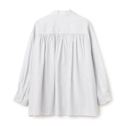 Gymphlex Cotton Stripe L/S Tunic Shirt ジムフレックス コットン ストライプ 長袖チュニックシャツ GY-B0365-PSE【レディース 長袖シャツ リラックスサイズ サイドスリット 26SS】