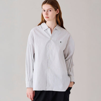 Gymphlex Cotton Stripe L/S Tunic Shirt ジムフレックス コットン ストライプ 長袖チュニックシャツ GY-B0365-PSE【レディース 長袖シャツ リラックスサイズ サイドスリット 26SS】