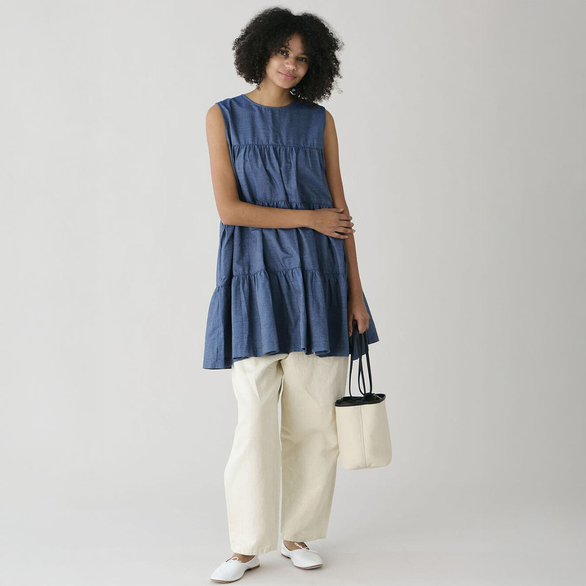Gymphlex Tiered tunic ジムフレックス ティアードチュニック GY-B0470-DPD【レディース コットン素材 デニム生地 26SS】