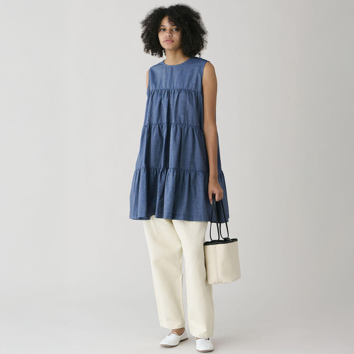 Gymphlex Tiered tunic ジムフレックス ティアードチュニック GY-B0470-DPD【レディース コットン素材 デニム生地 26SS】