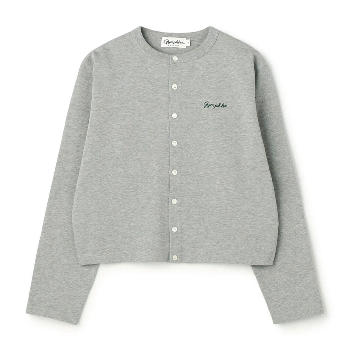 Gymphlex Cotton L/S short cardigan ジムフレックス コットン 長袖ショートカーディガン GY-C0367-SCT【レディース コットン素材 刺繍ロゴ 長袖 26SS】