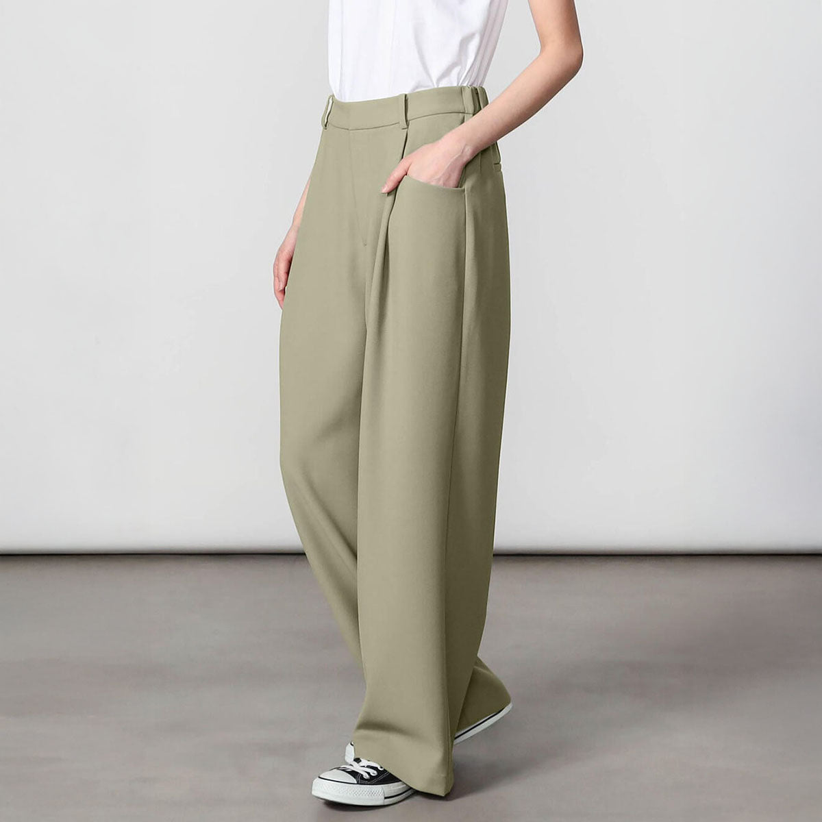 Gymphlex Tuck Wide Easy Pants ジムフレックス タック ワイドイージーパンツ GY-E0304-JIK【レディース フロントタック ワイドストレート 26SS】