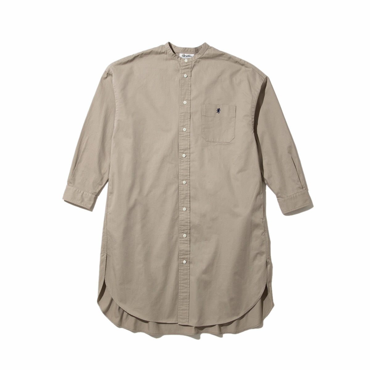 Gymphlex Band collar shirt dress ジムフレックス バンドカラーシャツワンピース GY-G0064-BIT【レディース バンドカラー ゆったりシルエット グリフィン刺繍 26SS】