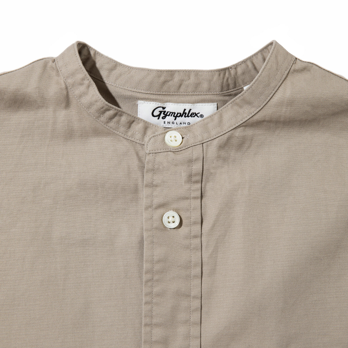 Gymphlex Band collar shirt dress ジムフレックス バンドカラーシャツワンピース GY-G0064-BIT【レディース バンドカラー ゆったりシルエット グリフィン刺繍 26SS】