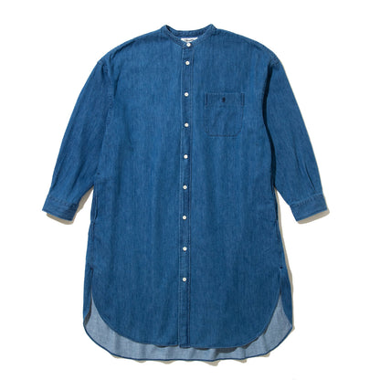 Gymphlex Band collar shirt dress ジムフレックス バンドカラーシャツワンピース GY-G0064-SDM【レディース バンドカラー ゆったりシルエット グリフィン刺繍 26SS】