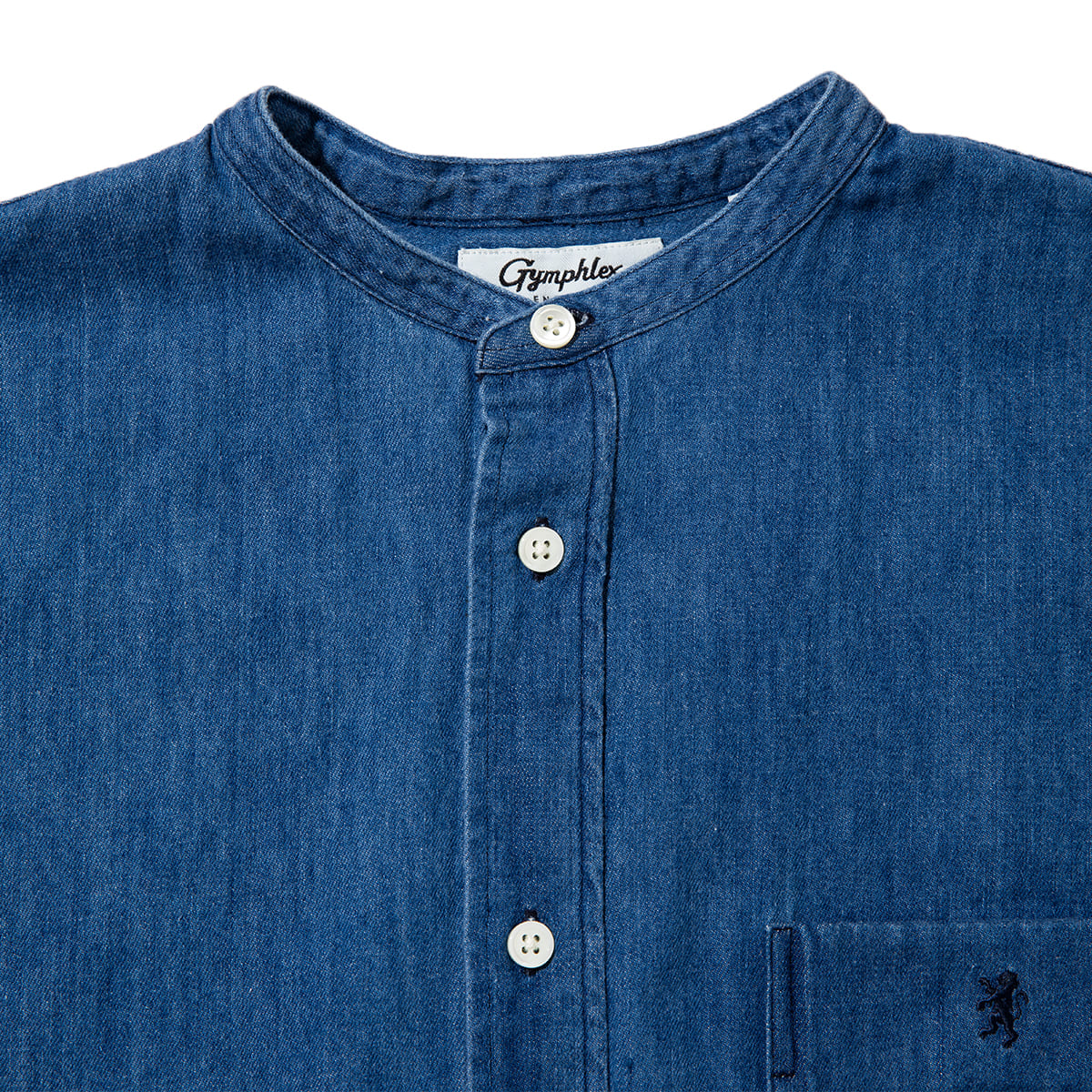 Gymphlex Band collar shirt dress ジムフレックス バンドカラーシャツワンピース GY-G0064-SDM【レディース バンドカラー ゆったりシルエット グリフィン刺繍 26SS】