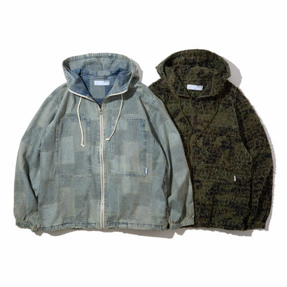Diaspora skateboards Starbury Parka ディアスポラ スケートボード スターベリーパーカー DSP-26SS-0T02【メンズ フード付きジャケット パッチワークデニム カモフラージュ柄 ボックスシルエット ドローコード仕様 26SS】