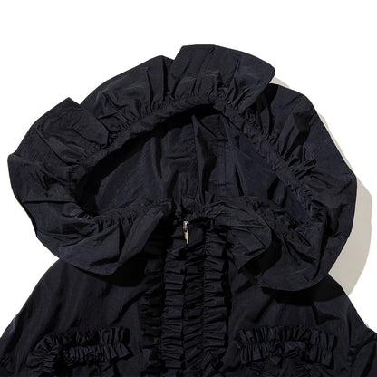 naokitomizuka Nylon frilled mountain parka ナオキトミヅカ ナイロン フリルド マウンテン パーカー GRNTJ008【レディース ナイロン素材 フリル フード 26SS】