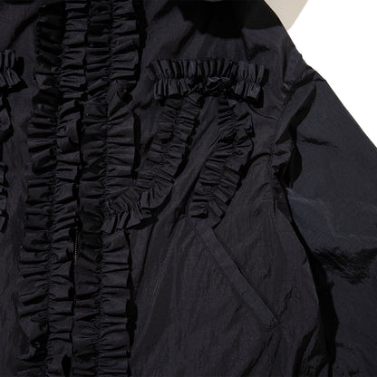 naokitomizuka Nylon frilled mountain parka ナオキトミヅカ ナイロン フリルド マウンテン パーカー GRNTJ008【レディース ナイロン素材 フリル フード 26SS】