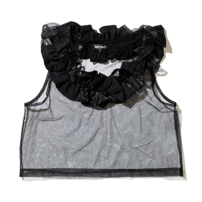 MIYAO Frill Top ミヤオ フリル トップ MEBL-02【レディース レース オーガンジー 製品洗い 26SS】