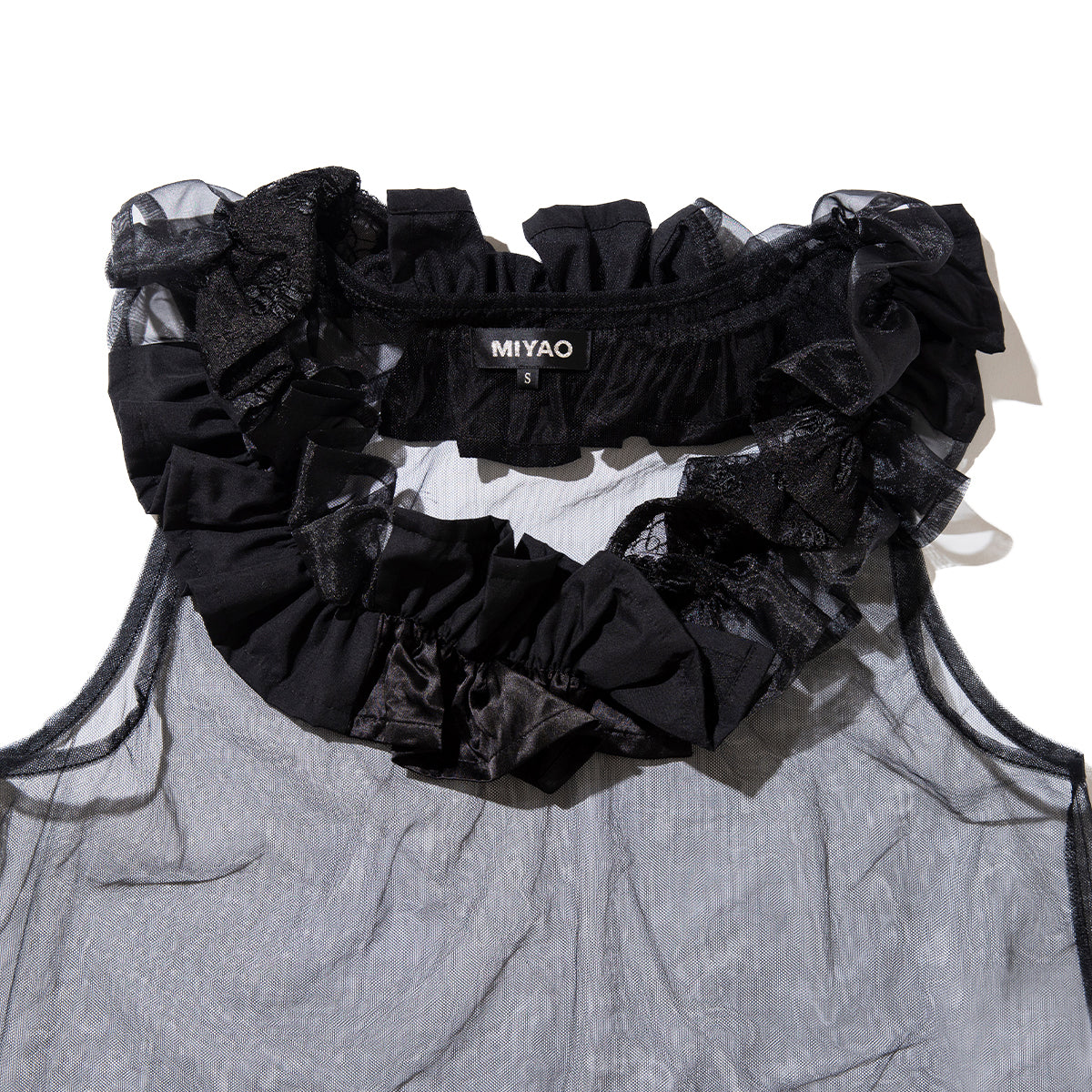 MIYAO Frill Top ミヤオ フリル トップ MEBL-02【レディース レース オーガンジー 製品洗い 26SS】