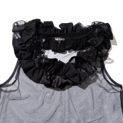 MIYAO Frill Top ミヤオ フリル トップ MEBL-02【レディース レース オーガンジー 製品洗い 26SS】