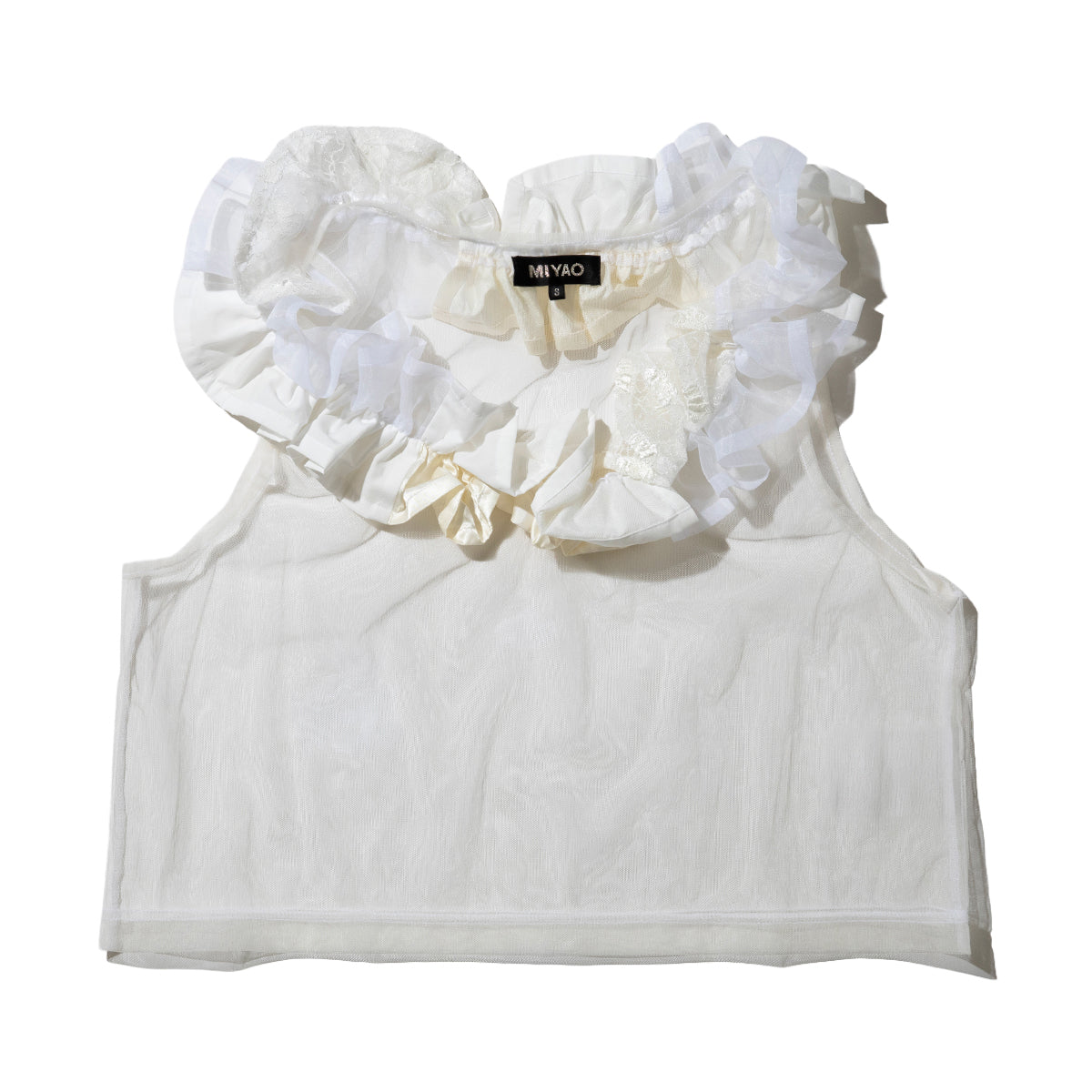 MIYAO Frill Top ミヤオ フリル トップ MEBL-02【レディース レース オーガンジー 製品洗い 26SS】