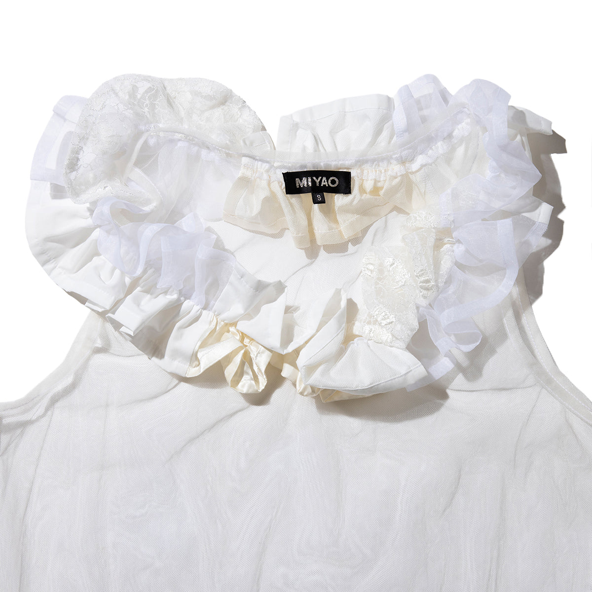 MIYAO Frill Top ミヤオ フリル トップ MEBL-02【レディース レース オーガンジー 製品洗い 26SS】