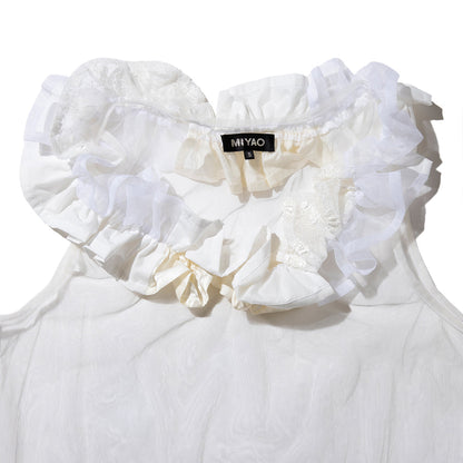 MIYAO Frill Top ミヤオ フリル トップ MEBL-02【レディース レース オーガンジー 製品洗い 26SS】