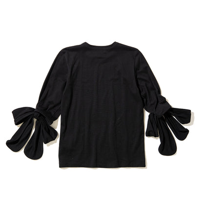 MIYAO Ribbon Cuff Tee ミヤオ 袖口リボン ティー METS-03【レディース コットン素材 リボン 26SS】