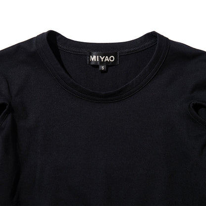 MIYAO Ribbon Cuff Tee ミヤオ 袖口リボン ティー METS-03【レディース コットン素材 リボン 26SS】