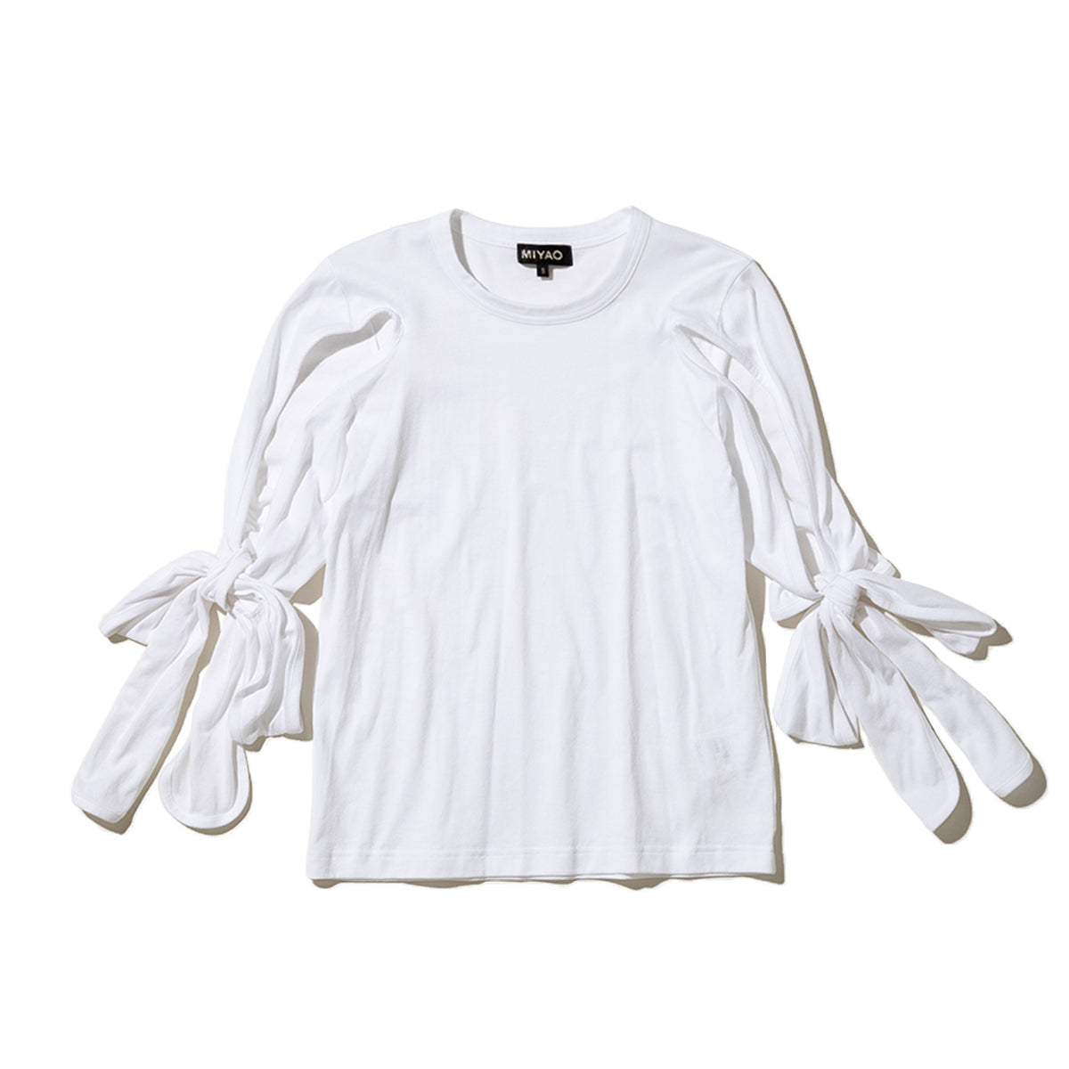 MIYAO Ribbon Cuff Tee ミヤオ 袖口リボン ティー METS-03【レディース コットン素材 リボン 26SS】