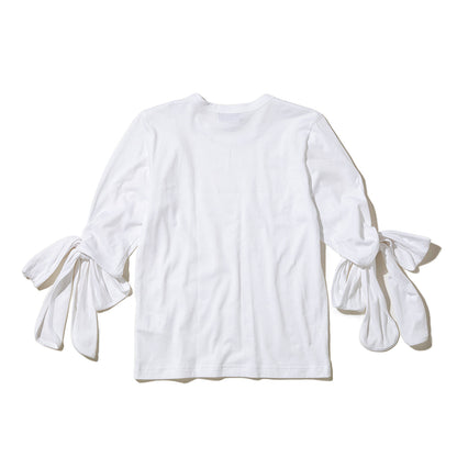 MIYAO Ribbon Cuff Tee ミヤオ 袖口リボン ティー METS-03【レディース コットン素材 リボン 26SS】