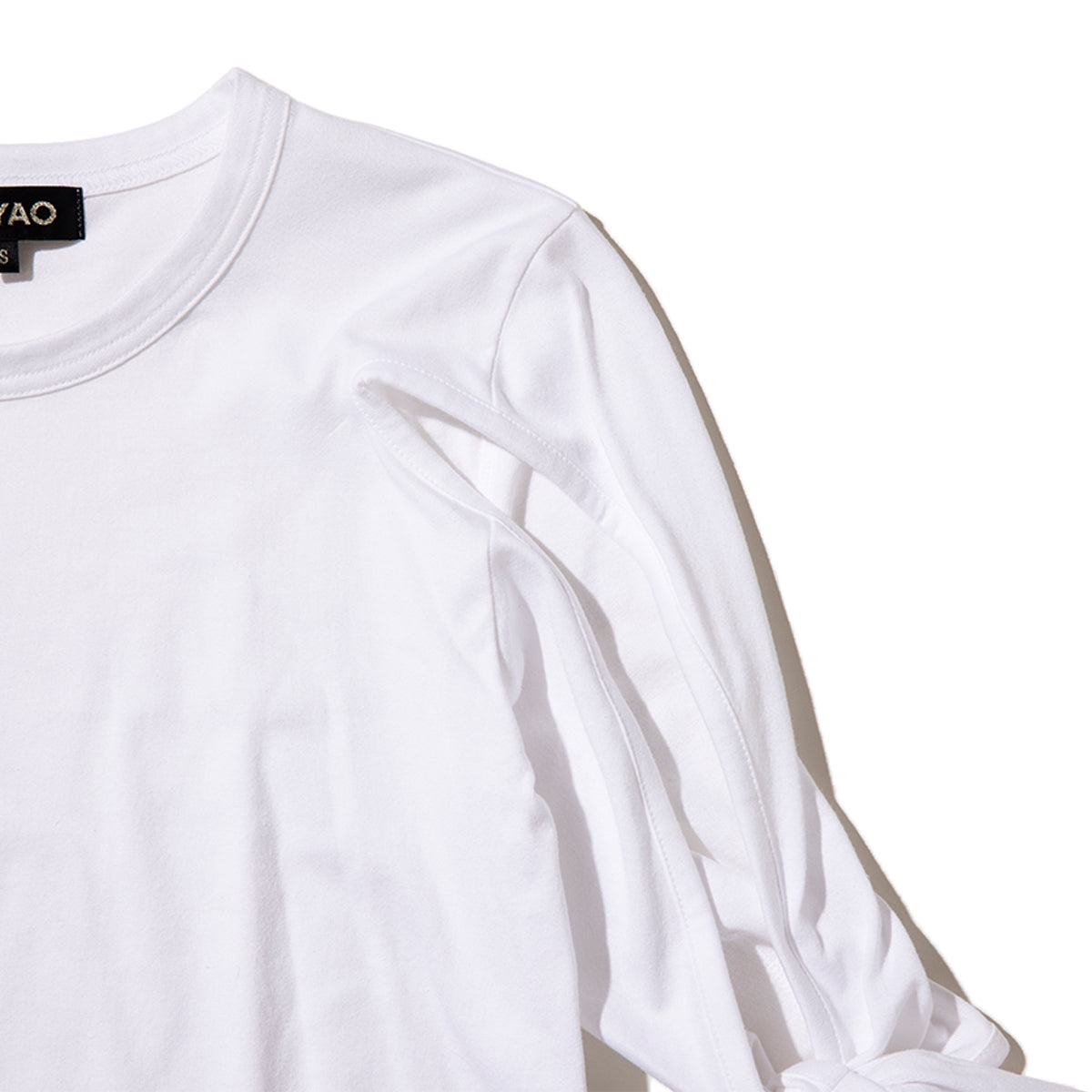 MIYAO Ribbon Cuff Tee ミヤオ 袖口リボン ティー METS-03【レディース コットン素材 リボン 26SS】
