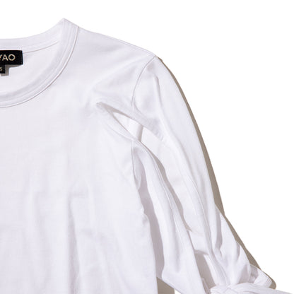 MIYAO Ribbon Cuff Tee ミヤオ 袖口リボン ティー METS-03【レディース コットン素材 リボン 26SS】